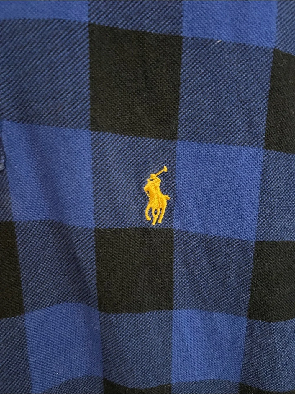 Ralph Lauren Blue & Black Check Polo Shirt with Contrast Collar